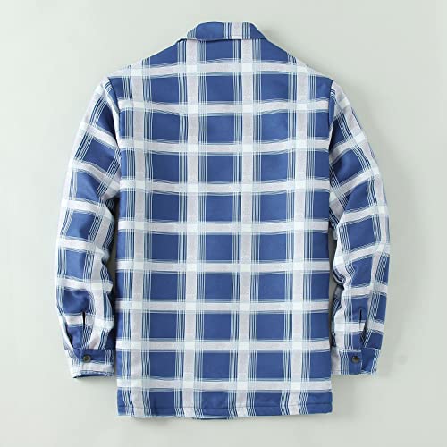 Mens Jacket Plaid Thick Fall Winter Windbreaker Retro Trendy Lapel Coat - image 5