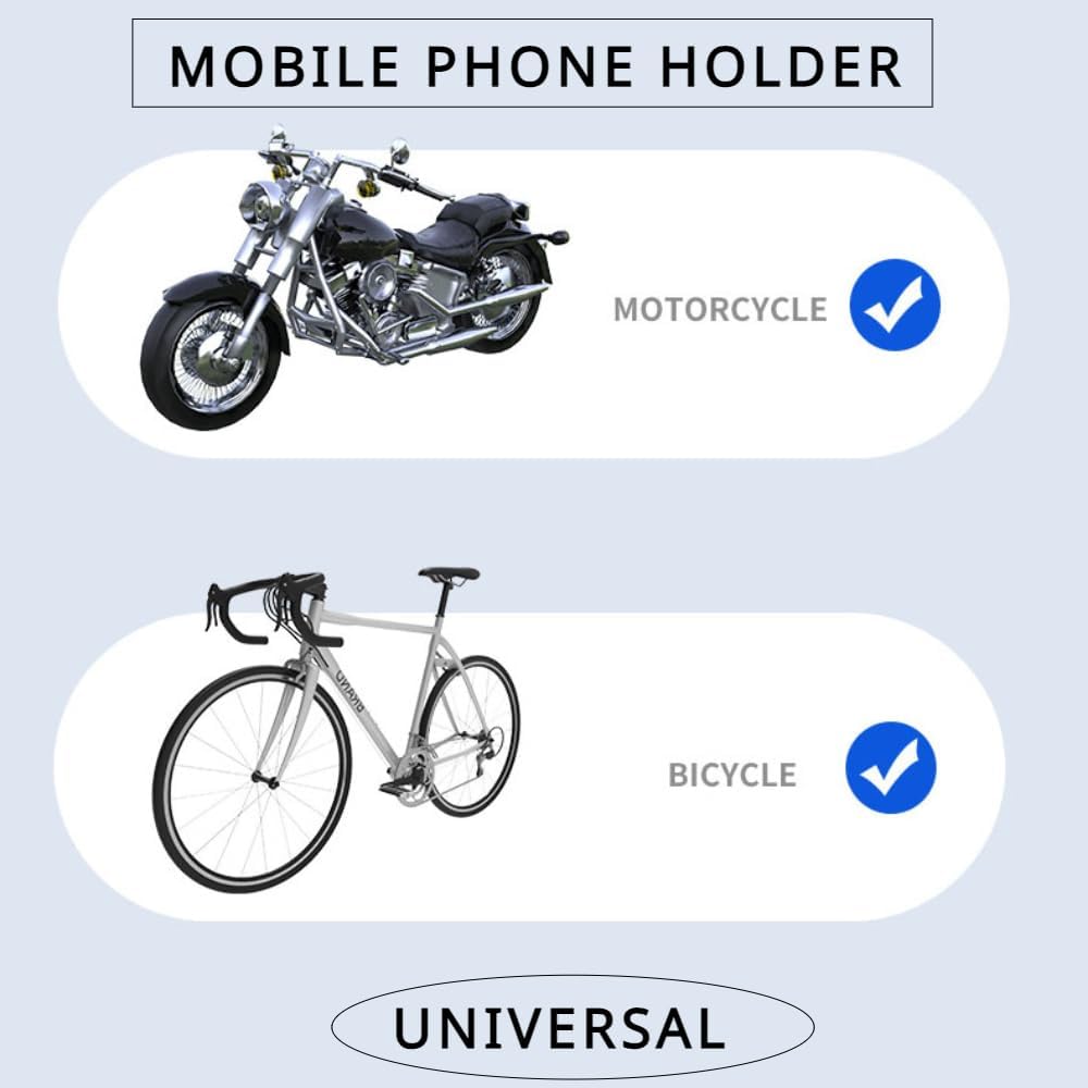 Bicycle Mobile Phone Holder, Motorcycle Mobile Phone Holder, Rider Shockproof Riding Navigation Mobile Phone Holder, Compatible with All Smart Models (Grey,Upgraded （Long）)