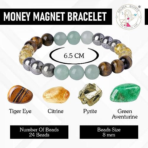Citrine Money Magnet Bracelet 8mm 24 Beads
