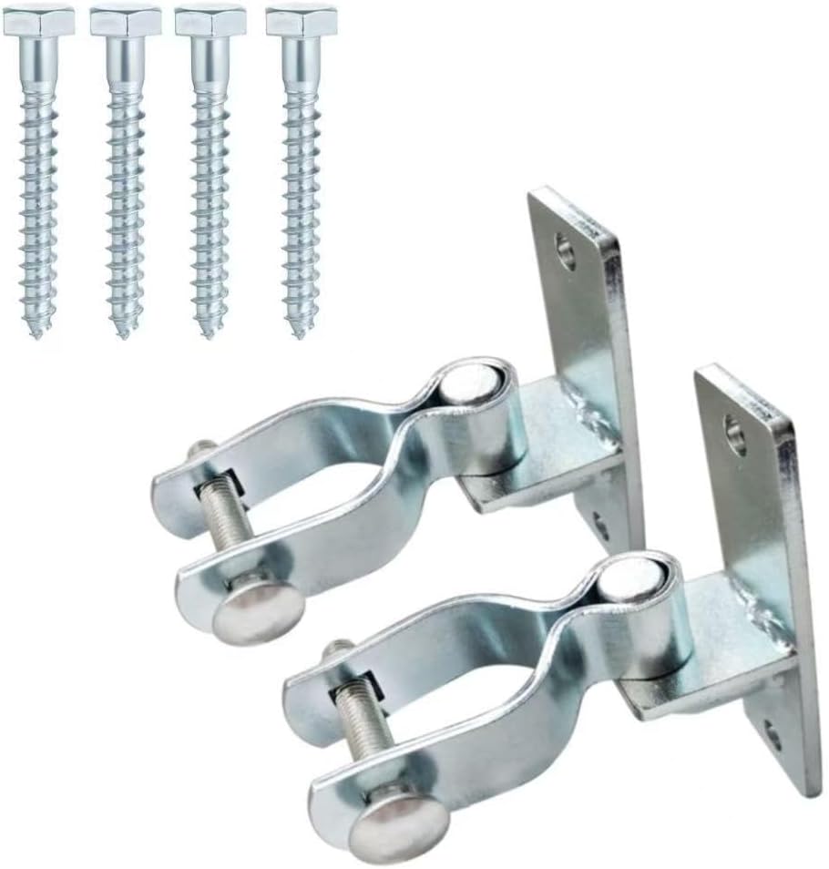 Gate Hinge Set - Heavy Duty Gate Hardware 2 Pack 1-3/8" Mounting, Durable Metal Fence & Post Hinges with Screws for Outdoor Yard, Farm, Garden Use
