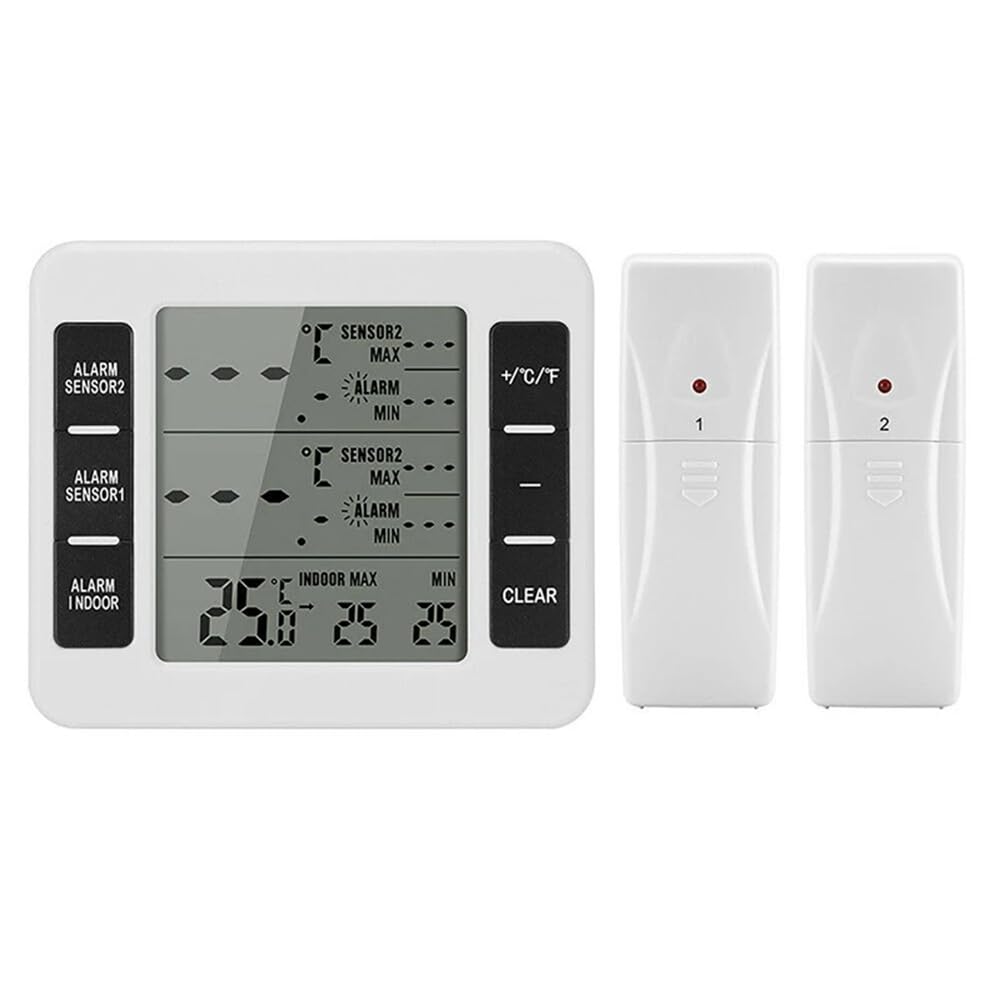 Ocnvlia White 1Set Freezer Thermometer Plastic Low Temperature Refrigerator Thermometer Clock