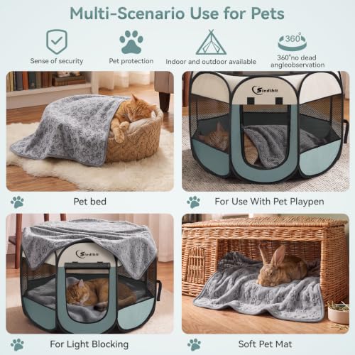 Image of Sieidihit Dog Cat Playpen Tent Crate Cage with Blanket, Small Grey | Rest Zone for Recovering Pets New Pet Quarantine Room Portable Pop Up Easy to Set up lightweight dog Kennel with Carrying Bag