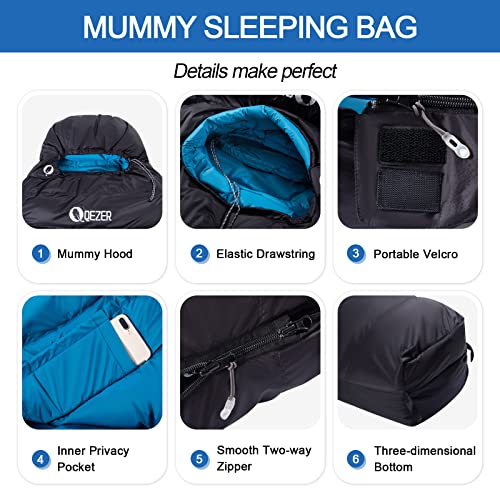 Qezer Mummy Winter Sleeping Bag 600FP