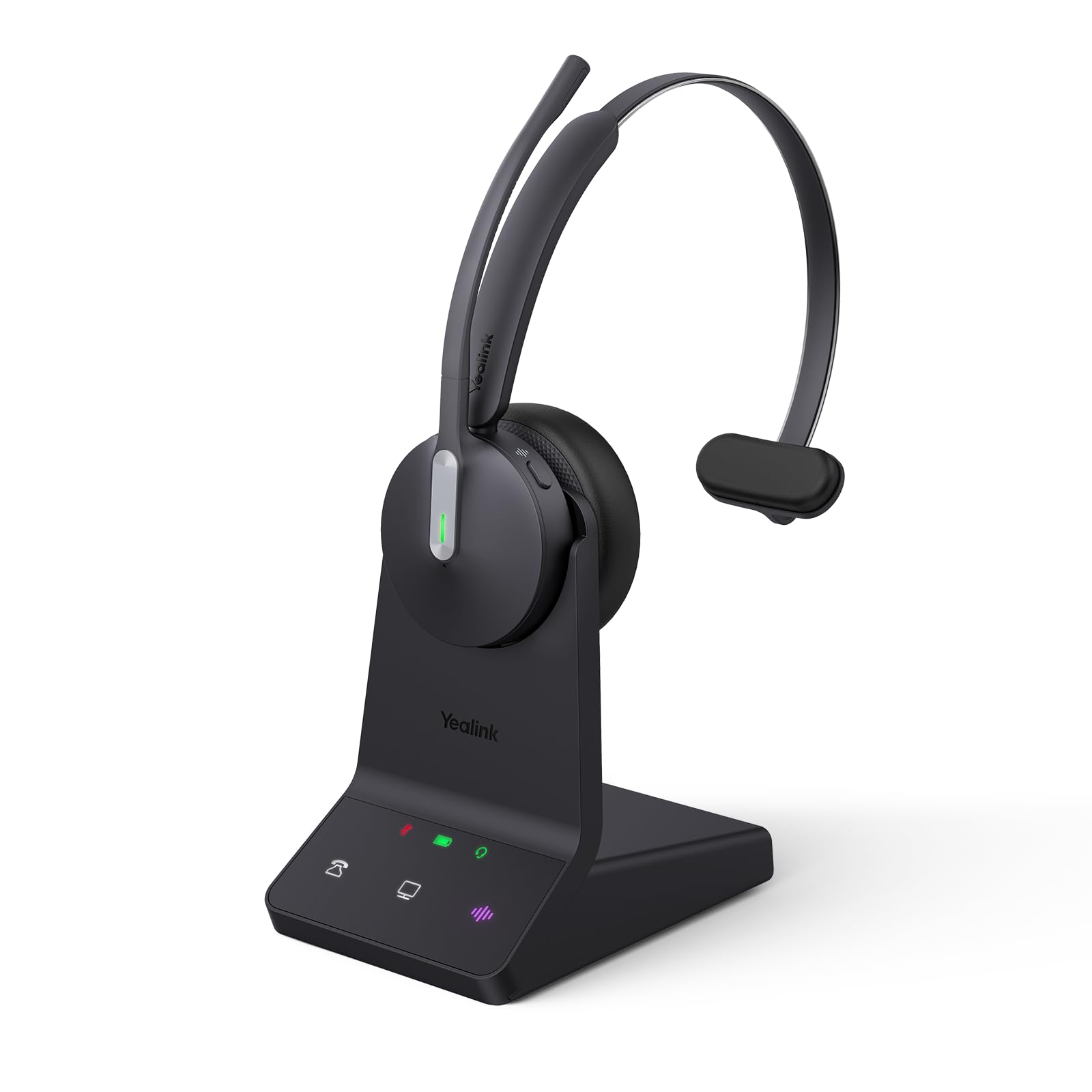 Yealink WH64 DECT & Bluetooth Wireless Mono Headset, 606ft Long Range Work Headphones, 3X Noise Cancelling Mic, 26H Calls, Office Single On Ear