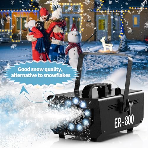 tepu 800w snow maker machines for indoor outdoors adjustable snowflake size with 9 color lights indoor and outdoor use snow maker machines for indoor outdoors for parties eventsblack