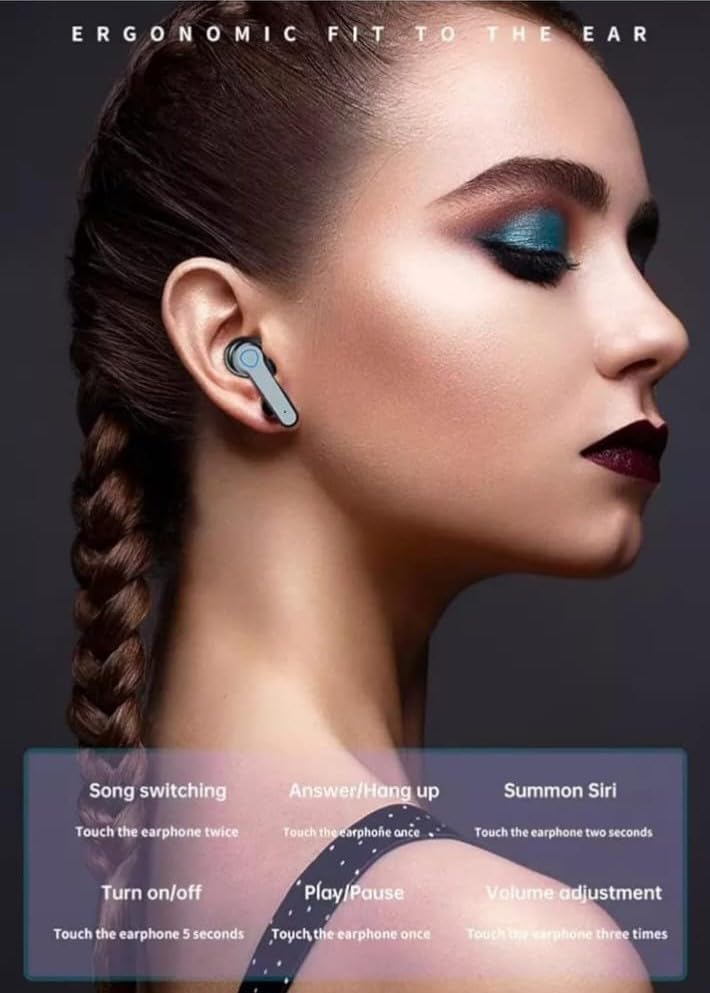 Image of M19 Wireless Earbuds, Bluetooth 5.3, Touch Controls, Noise Cancelling, Bass Boost, with Mic, LED Power Display Charging Case