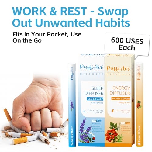 Image of Herbal Diffuser Duo, Sleep and Energy Diffuser with Extracts of Melatonin, Natural Caffeine and Other Biotanicals, 100% Natural Swap - Up to 600 Uses (Varies by Usage), Work & Rest Duo