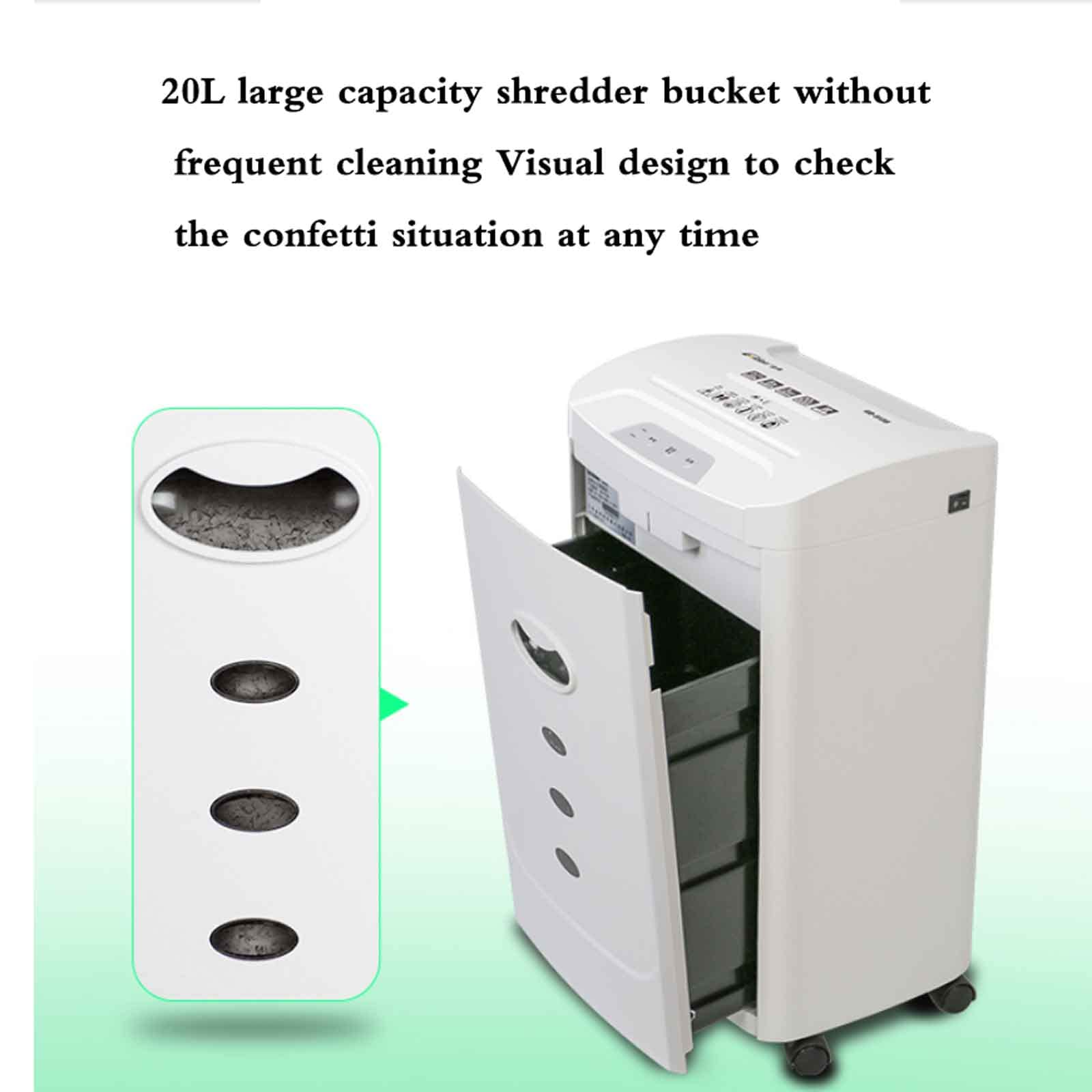 Distruggidocumenti elettrico ad alta sicurezza a 8 fogli di grado professionale, distruggidocumenti portatile per uso domestico, riservatezza a 5 livelli, grande capacità di 20 litri, 345x245x540