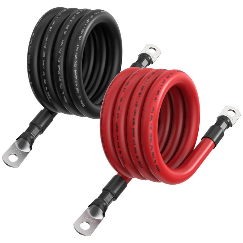 RICH SOLAR 2/0 Inverter Battery Cable (4 ft 2/0 AWG - 3/8")