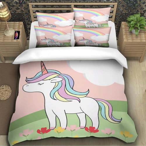 Housse de Couette Licorne 3D en Microfibre Super Douce de Qualité Supérieure