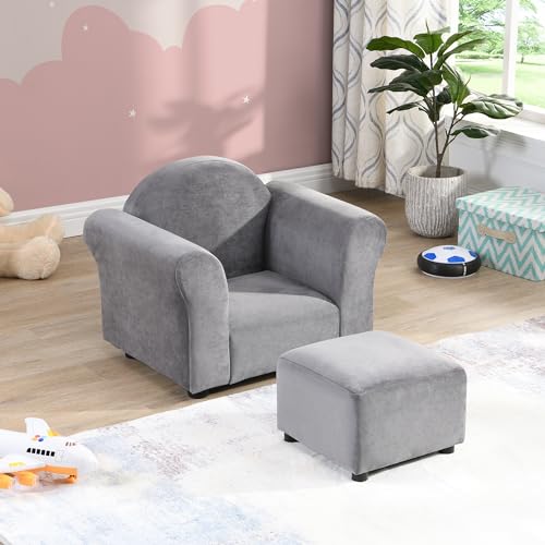 RGkuti Kids Chair, Kids Upholstered Couch with Ottoman
