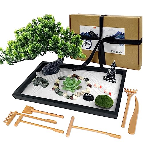 LuXianYS Kit Jardin Zen Japonais pour Bureau, Jardin Zen Bouddha, Kit de décoration Miniature,...