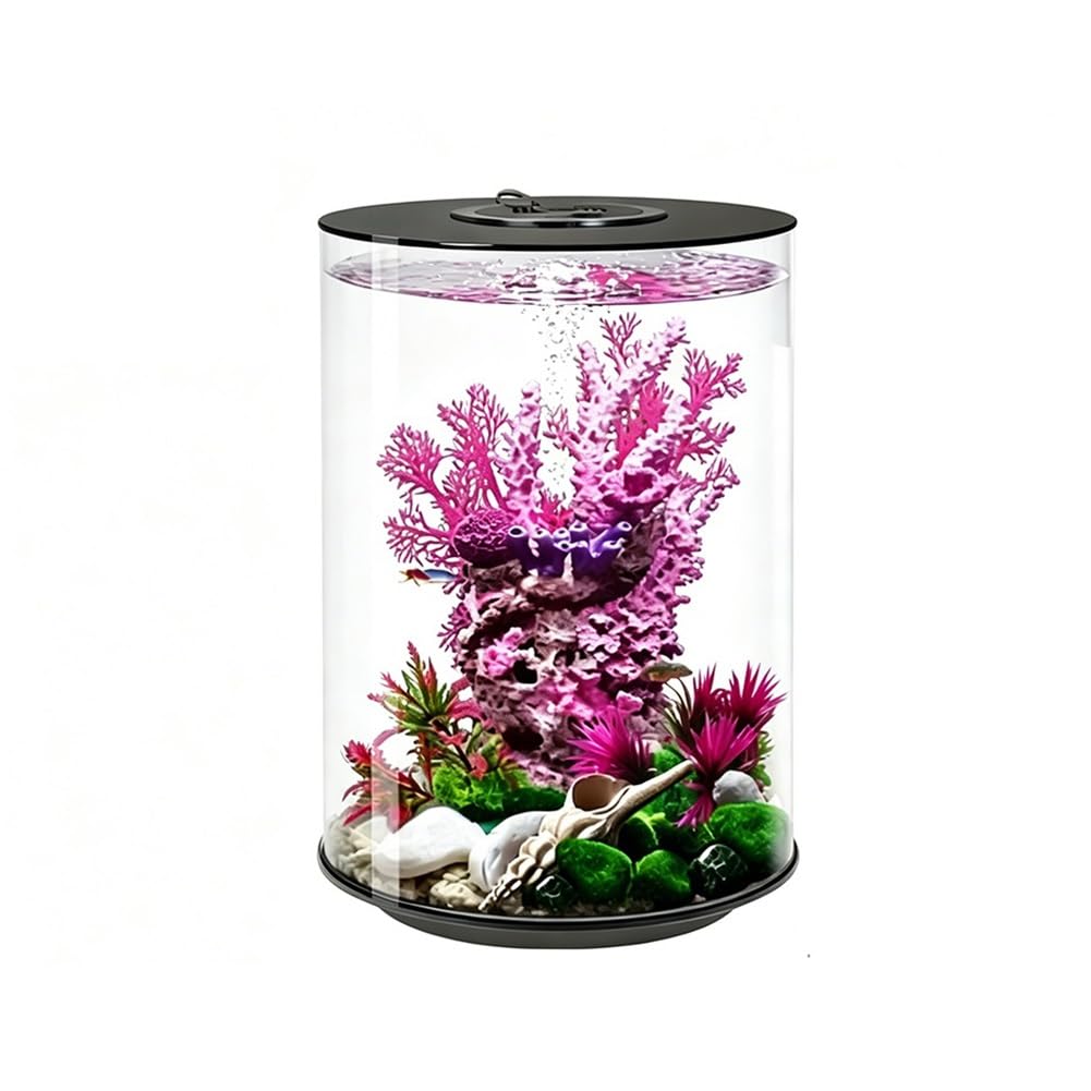 Kit de acuario pequeño con filtro, luz LED tricolor y una bomba silenciosa de circulación de agua, adecuado para mantener peces y camarones Betta (multicolor-A)
