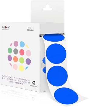 PARLAIM 1 Inch Circle Color Coding Label Stickers,500PCS Inventory Sticky Dots Sticker in Dispenser Box,Blue Adhesive Round Dot Labels for Office HomeBlue