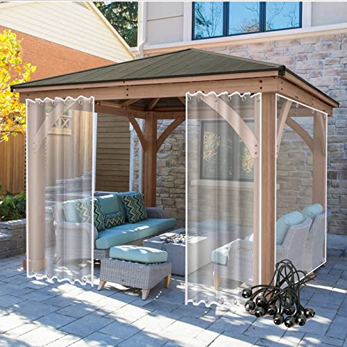 UHEKC Resistente al Agua Cortinas Exteriores 0,3 Mm Espesor a Prueba de Polvo Lonas Transparentes, por Patios, Casas Pequeñas, Cenadores, Decks(7x3m/23x9.8ft)