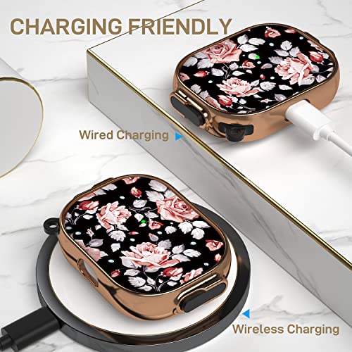 Image of Maxjoy for AirPods Pro 2nd /1st Generation Case with Lock, Flower AirPods Pro 2 Case Lock Protective Hard AirPod Pro Cover for Women Girly with Keychain for Airpod Pro (2023 /2022 /2019), Rose