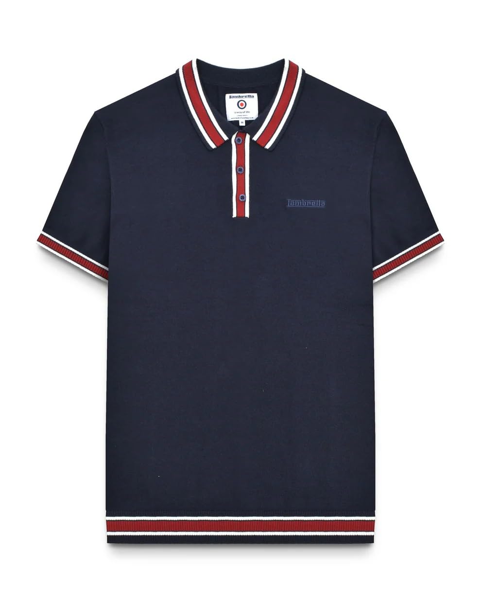 Lambretta Mens Valero Knitted Polo Shirt (Navy Blue Size 2XL)