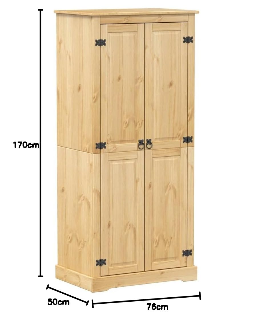 IKAYAA Armario Dormitorio con Dos Puertas, Armario Corona Madera Maciza de Pino,Armario Ropero Ancho 76 cm Armarios Juvenil Diseño Moderno 76 x 50 x 170 cm