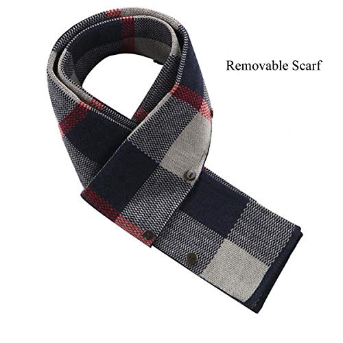 INVACHI Men's Wool Blend Pea Coat With Detachable Soft Touch Wool Scarf Warm Winter Trench Coats - Image 6