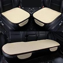 Car Seat Cover, Cushion Pad Mat Protector for Auto, Universal for Sedan Hatchback SUV, Car Interior Accessories - Linen/Flax - 2 Front & 1 Rear Seat Cover