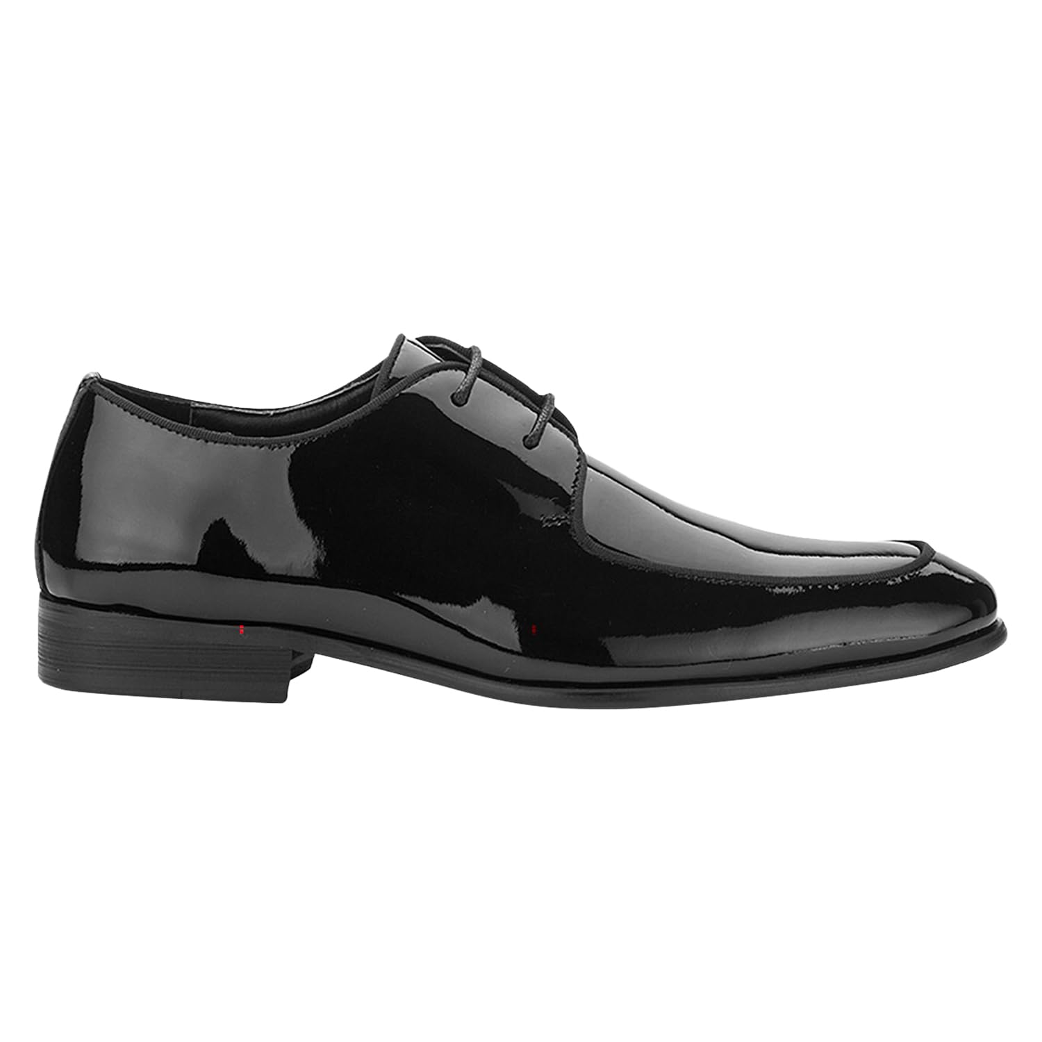 Bottega del Sarto Scarpa Derby da Smoking in Pelle Verniciata Nera con Suola in Cuoio Sartoriale