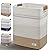 AINUOQI Laundry Hamper - 85L Large Laundry Basket with Leather Handles, Decorative Storage Basket for Blankets - Cotton Rope Woven Baskets for Storage, Clothes Hamper for Living Room, Jute & White