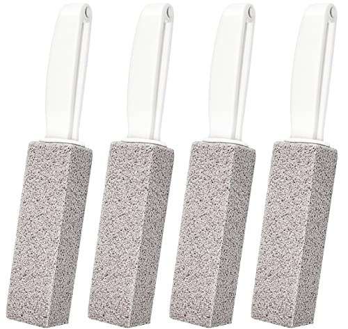 Pumice Stone For Toilet Bowl Cleaning With Handle,Scouring Stick Cleans Away Limescale Stain,Hard Water Rings, Calcium Buildup,Iron And Rust - Remover For Tile/Bath/Kitchen/Household - 4 Pcs #TOP1