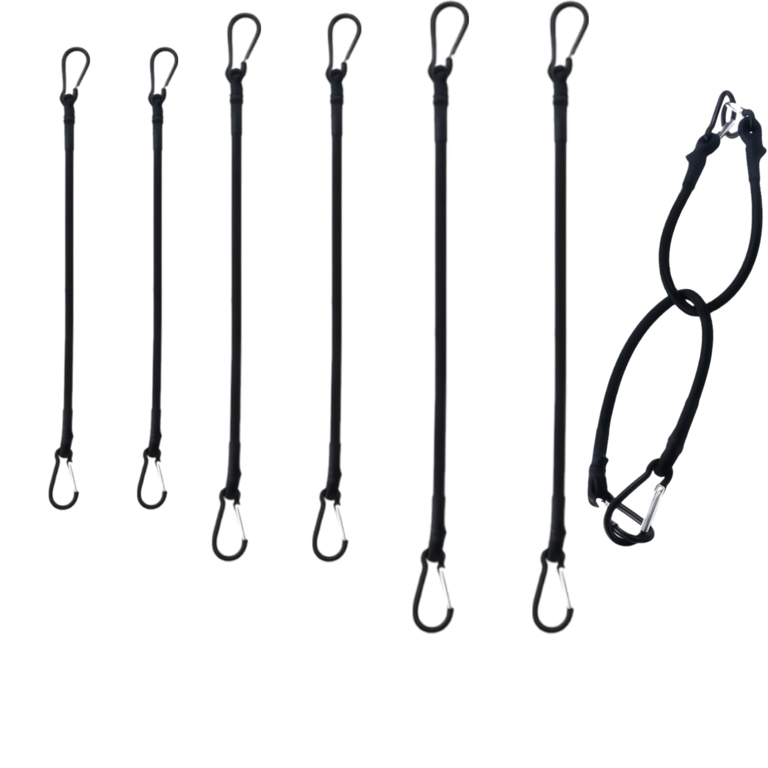 Spanngummi mit Haken Expander mit Haken spanngummi mit karabiner schwarz 6er SetVielzweck Gummi Spanngurte für Gepäck, Camping für Sonnensegel, Tarps, Garten, Fahrrad, Auto （2X 100-2x120-2x150cm）