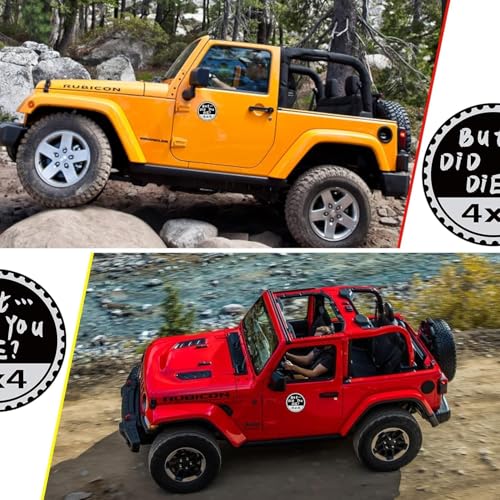 Image of 3Pcs But Did You Die Badge Rated Car Emblem, 4 x 4 Metal Automotive Badge 3D Metal Car Badges Round Emblem Decals Car Badge Decals Stickers Compatible with Jeep Wrangler Vehicles Trucks SUV Decals