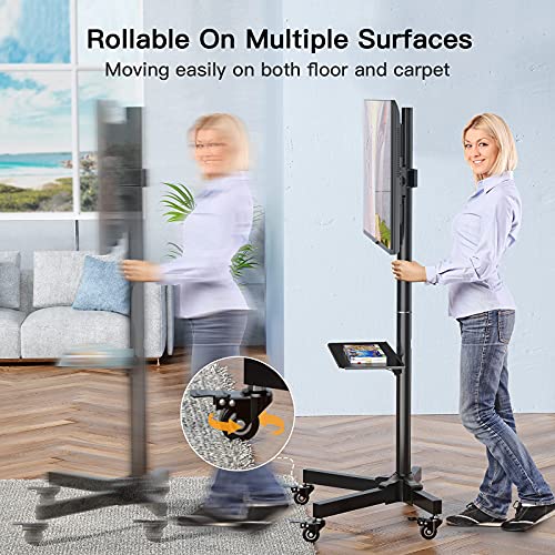 Perlegear Mobile Tv Cart For 23-60 Inch Tvs Rolling Tv Stand For Lcd/Led/Oled Flat Curved Screen Tv Cart With Adjustable Shelf Portable Monitor Stand Max Vesa 400X400Mm Holds 55Lbs - Pgtvmc04 #TOP1