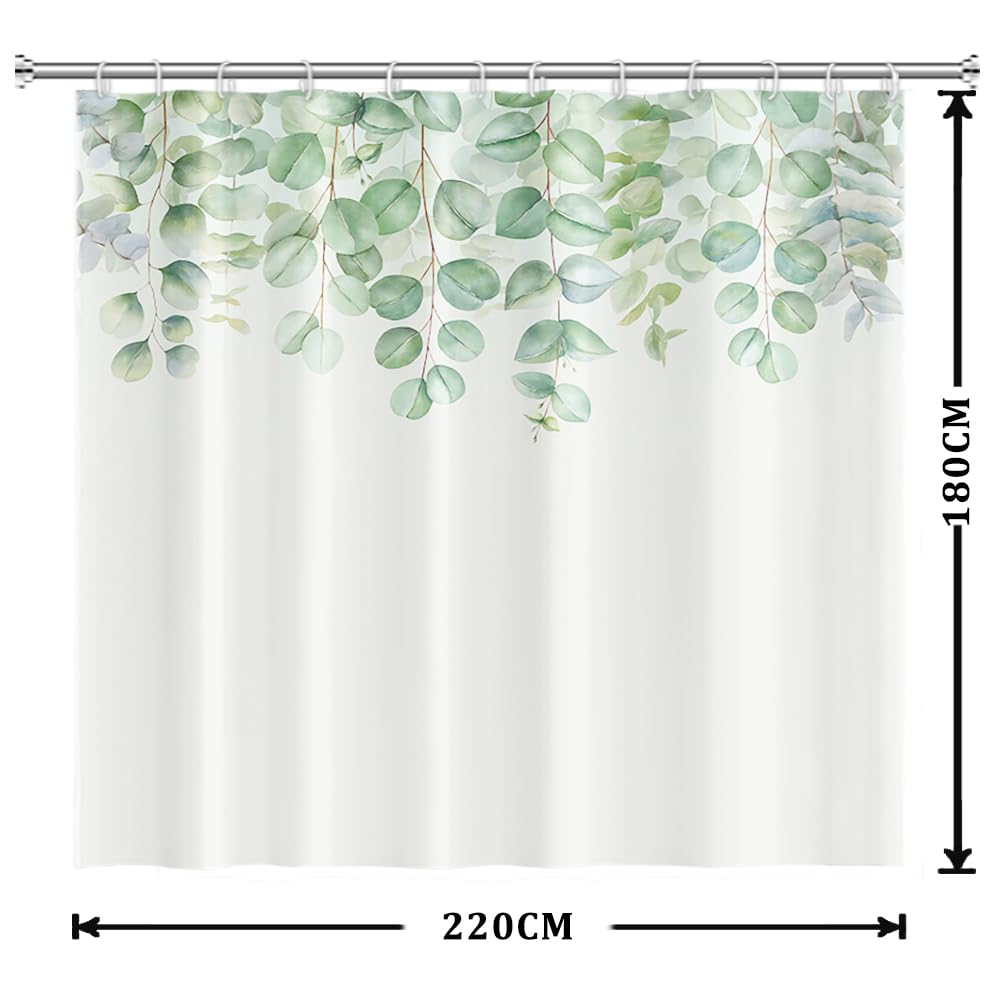 Uiiooazy Cortina de Ducha de Hoja Eucalipto, Cortinas de Ducha Verde Oro Abstracto Planta Cortinas de Baño Antimoho Impermeable Lavable Tejido de Poliéster Cortina Ducha con Ganchos 90x180cm — view 130
