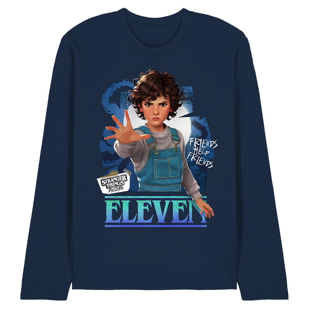 Stranger Things Tales from 85 Eleven Unisex Long Sleeve T Shirt, Navy, XX-Large