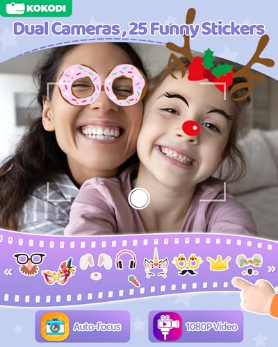 Image of KOKODI Kids Smart Phone, Touchscreen HD Dual Camera Cell Phone for Kids, Christmas Birthday Gifts Dinosaur Play Phone for 3-10 Children, Travel Toy Preschool Learning Education Toy (Purple)