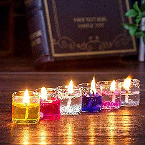 Image of Mini Glass Scented Gel Candle for Home, Office, Diwali All Kind of Festival Decoration in Glossy Multicolor (Set of 6, Size- 2.5x2.5 cm
