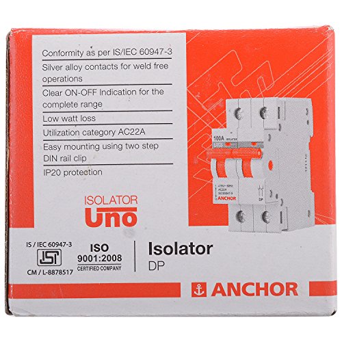 Image of Anchor 98095 2 Pole UNO Series Isolator, 100 Amp, White, Standard (FE 98095)