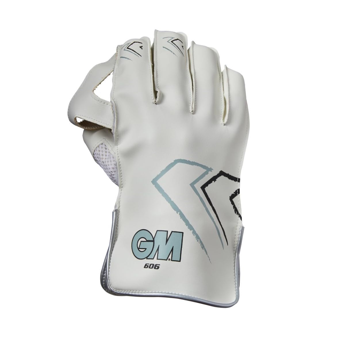 Gunn & Moore GM Cricket Wicket Keeping Keeper Gloves | Mana | PVC Faux Leather Back Of Hand | Cotton Lining & Pimple Rubber Palm | Youths | 1 Pair, White