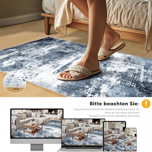 Chicnix Teppich Wohnzimmer 200x300, Großer Teppich Waschbar Kurzflor rutschfest Weich… – Ansicht 5