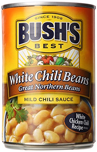 Bush's Best Canned White Chili Beans, Source of Plant Based Protein and Fiber, Low Fat, Gluten Free, 15.5 oz
