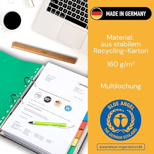 perfect line Ordner-Register DIN-A4, 10-teilig, 5er Set, Karton, Made in Germany, Blauer Engel zertifizert