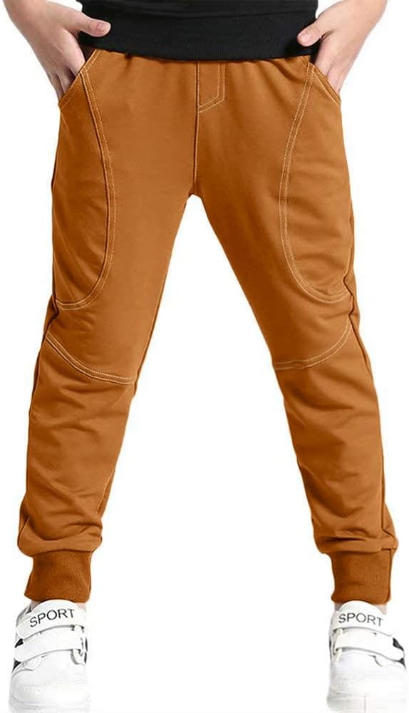 SHOOYING Boy's Baggy Cotton Sweatpants Casual Elastic Joggers Pants, 4-16 Years - Image 2
