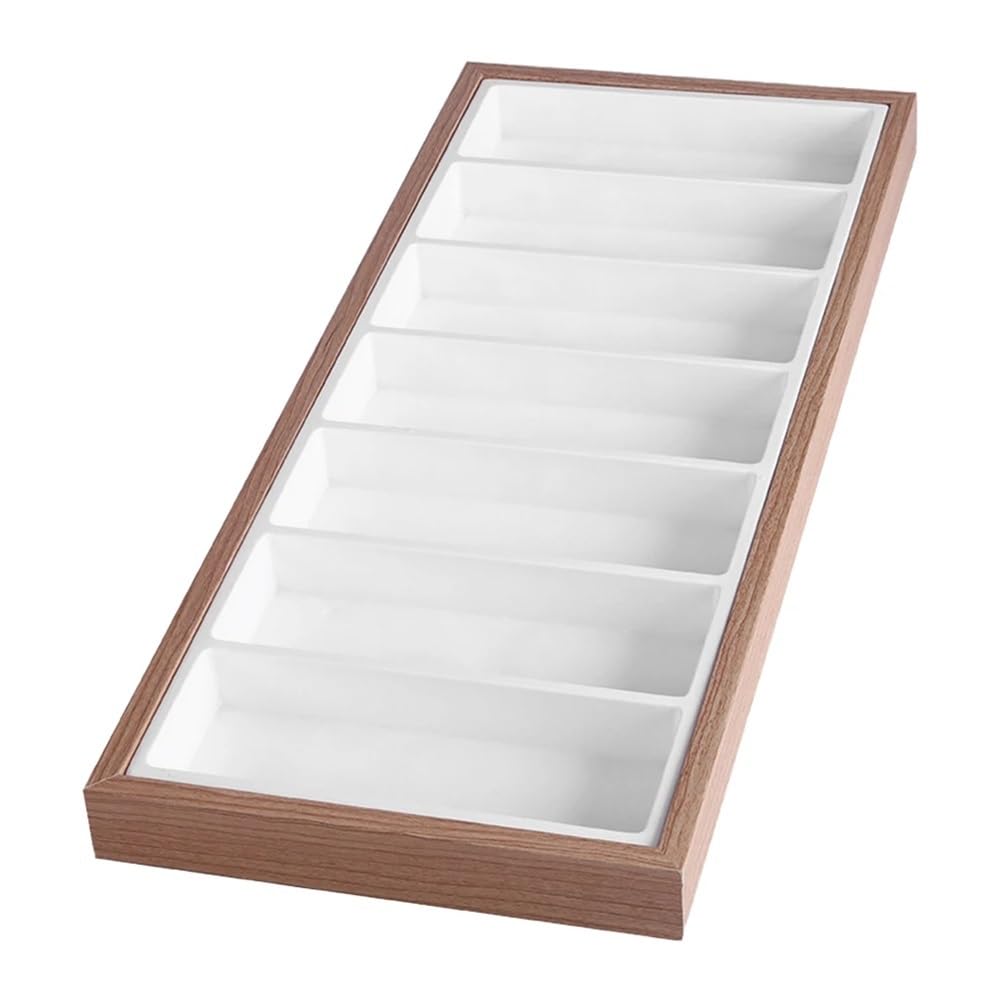guiling-1986 Eyeglasses Display Rack 7 Grids Glasses Display Tray Sunglasses Necklace Rack Organizer Stand Holder Storage Box for Sales Counter Organizer for Eyewear(White)