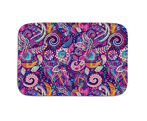 Cow Purple Pink Floral Paisley Doormat,Decorative Door Mat,Indoor Outdoor Non-Slip Floor Mat,Front Door Mat, Waterproof Washable Quickly Absorb Moisture And Resist Dirt Rugs 23.6"(L) X 15.7"(W) #TOP3