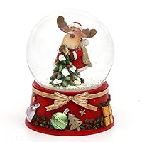 Palla Di Neve Con Alce E Base Rossa - Decorazione Natalizia 7x7x8.5cm - Foto 7