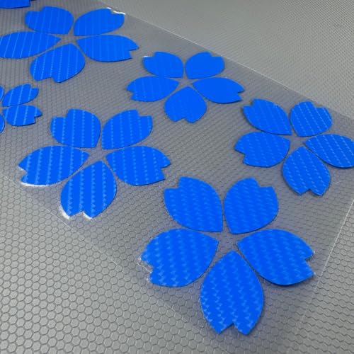 Image of Creative Fashion Flower Cherry Blossoms Petal Leaves Motor Bike Stickers Auto Body Car Styling PVC Decals (Carbon Fibre Blue)
