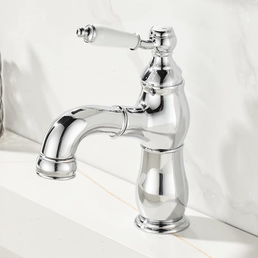 Mitigeur de lavabo extractible laiton antique eau chaude froide pour salle de bain