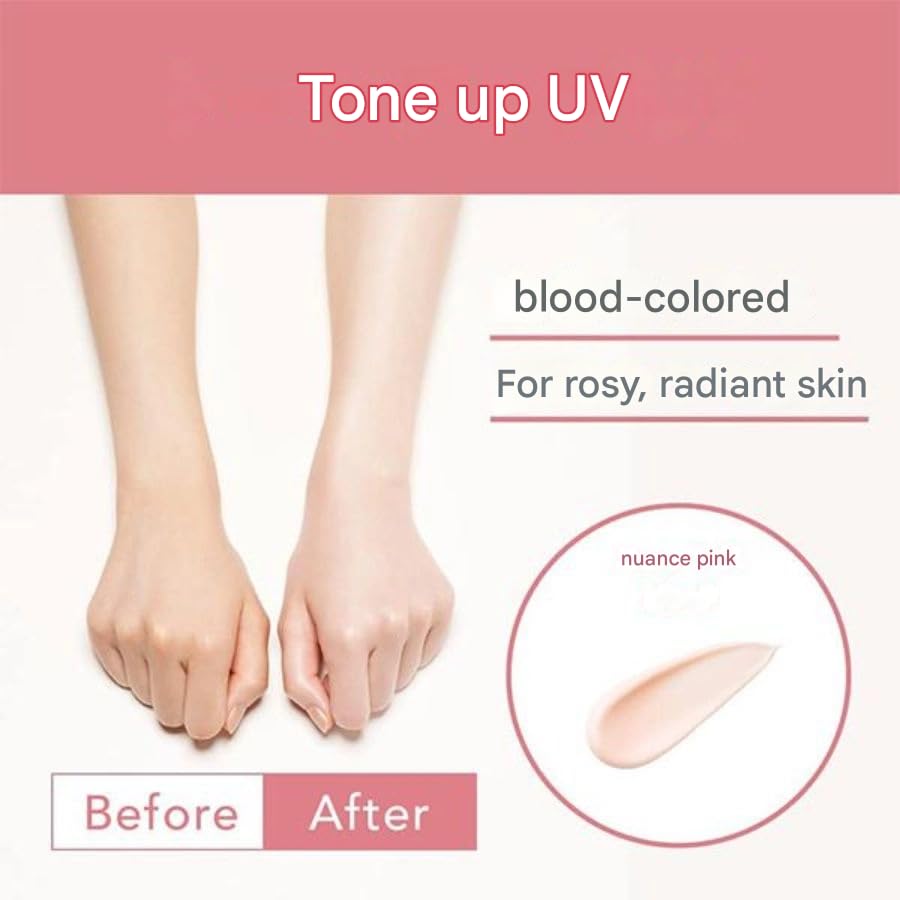 Japanese Water-resistant Sunscreen for Face & Body, SPF 50+ PA++++, 60g Lightweight Moisturizing Gel, Super waterproof with Hyaluronic Acid, Makeup Base, 02 Rose Chaire