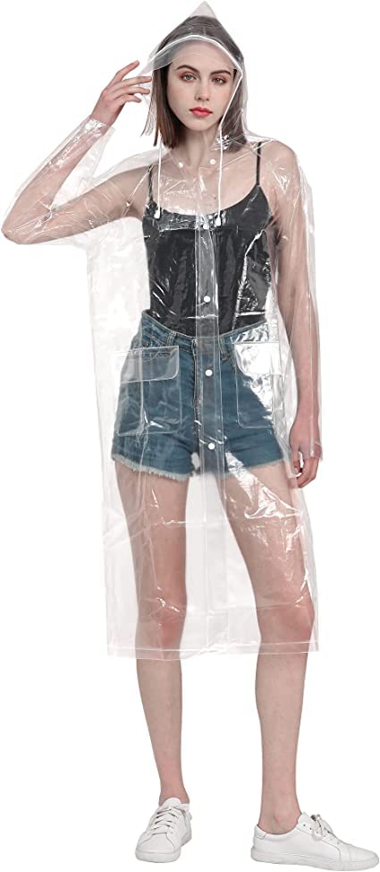 Image of CHACKO Transparent Long Raincoat Waterproof Rain Jacket for Women Men with hood