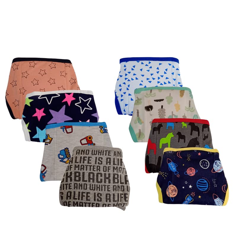 Tinchuk New Born Baby's Soft Cotton Padded Double Layer Cloth Diapers/Langot/Washable and Reusable Nappies (Multicolour, 0-6 Months) Pack of 8 1