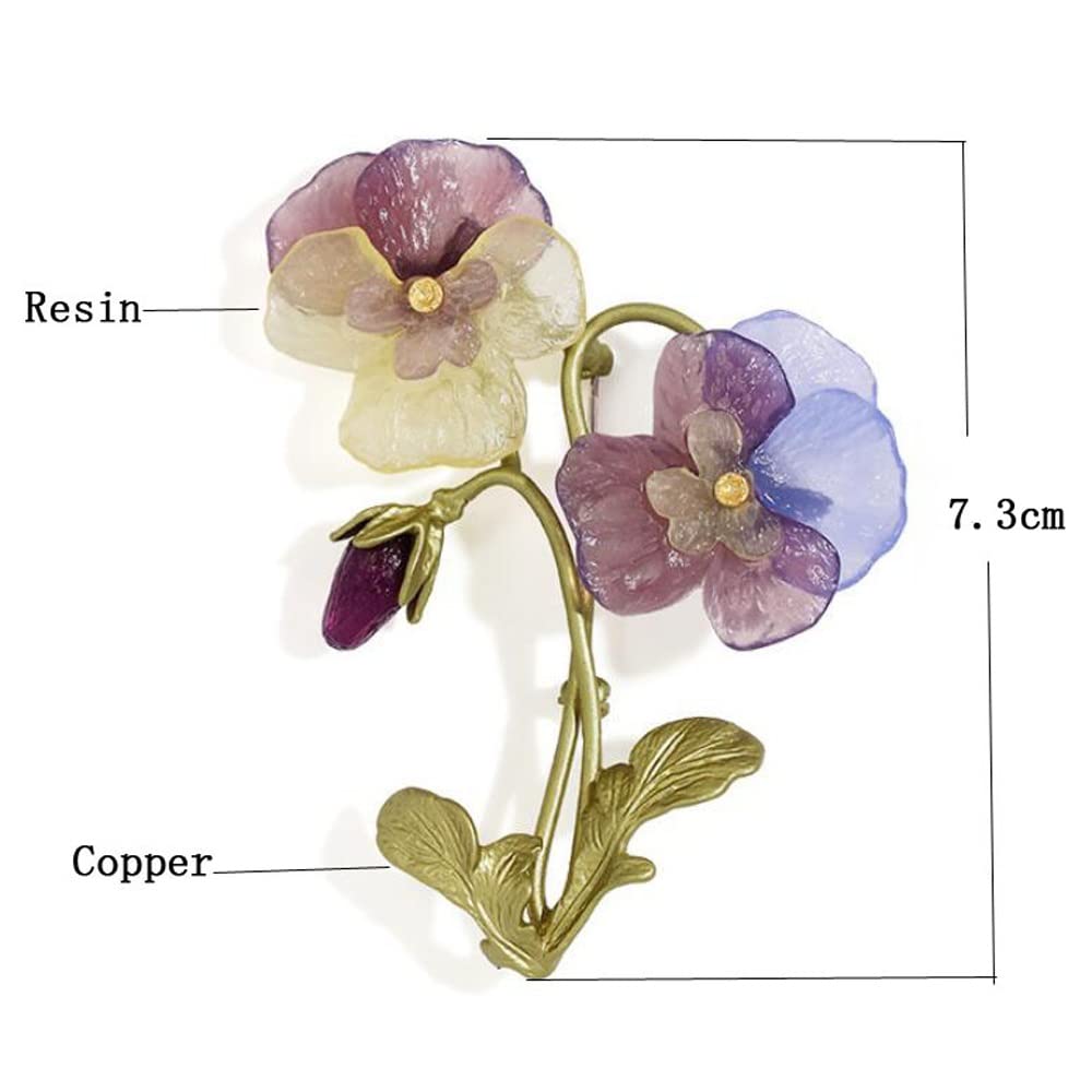 Metall-Bronze-Stiefmütterchen-Brosche, doppelte Blume, Damen-Accessoires
