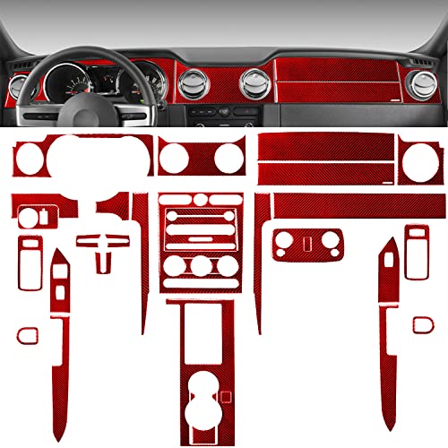 Car Interior Accessories 33PCS red Carbon Fiber Complete Set of Interior Decals Decorative Set for Ford Mustang 05-09
